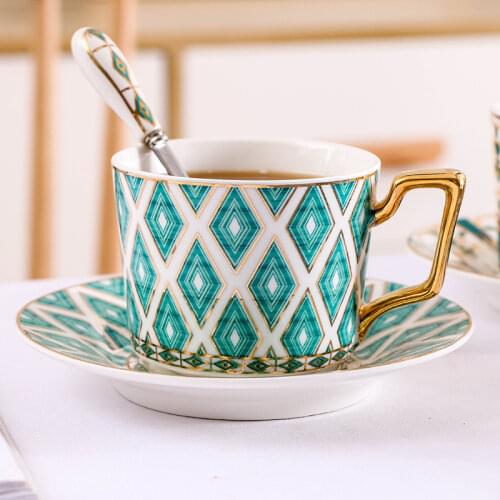 Coffee Stacking Cup Set Afternoon Tea Phnom Penh Ceramic Coffee Cup and Saucer English Tea Set with Tray with Spoon