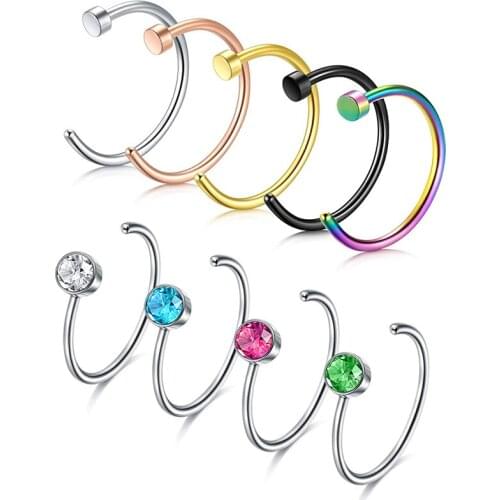 Nose Hoop Rings, 7PCS-12PCS 16G 316L Surgical Stainless Steel Body Jewelry Piercing Nose Rings