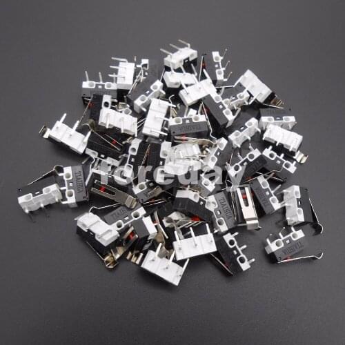 100PCS limit switch touch switches right bending 3D Printer 1A/125V AC Mouse Button For Makerbot MK7 / MK8 100PCS/LOT *FD114X100
