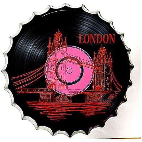 Royal Tin Sign Bottle Cap Metal Tin Sign Rock and Roll Music London Diameter 13.8 inches, Round Metal Signs for Home