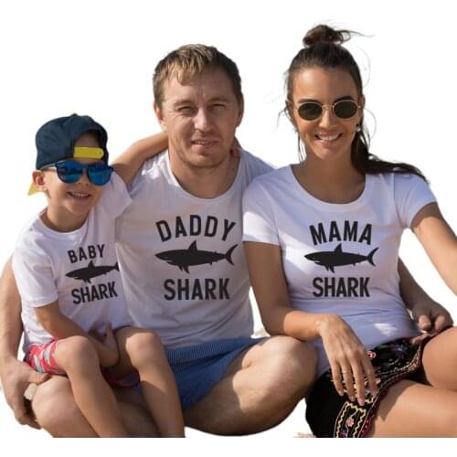 Summer Shark T-Shirt Family Matching Clothes Boys Clothes Shark Dad Short Sleeve T-Shirt Mommy And Me Clothes Shark T-Shirt