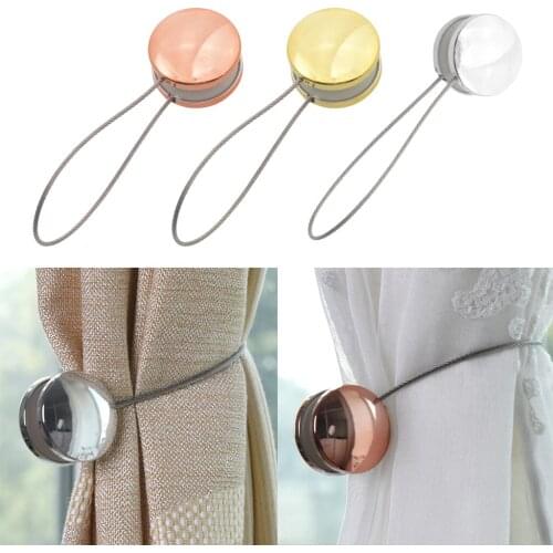 2 Piece Magnetic Curtain Tiebacks Curtain Clips Rope Holdbacks Curtain Buckles Drape Holder for Home Office Decoration