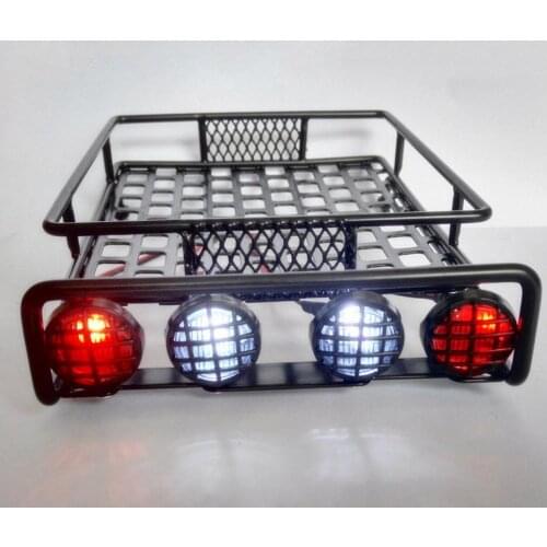 Metal RC Crawler Roof Rack w/ 2 Red 2 White LED Light for 1/10 HSP D90