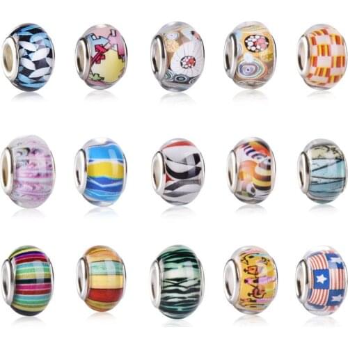 Fashion Jewelry Charm Beads Resin Silver Plated Hole Spacers for Jewelry Making Decoration Cheap Good Wholesale 100PCs