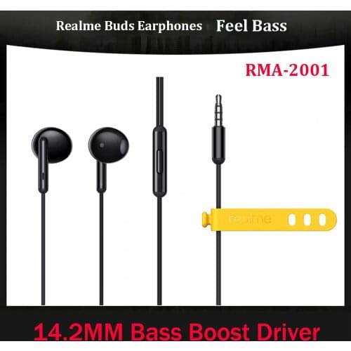 RMA2001 Original Realme Buds Classic 3.5mm Earphones Wired Control With Mic Bass Headset For Realme GT NEO Q3 X2 Pro XT 6S 7i V5