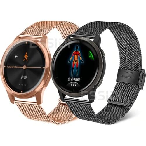 18 20 22mm Milanese Mesh Band For Garmin Venu 2 2S Sq Stainless Steel Watch Wrist Strap For GarminActive S Vivoactive 3 4 4S