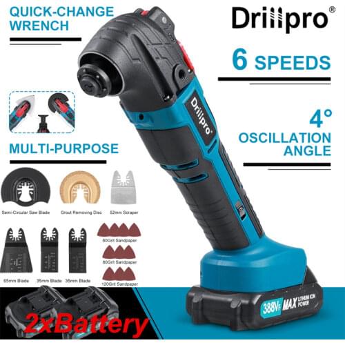 388vf Brushless Cordless Oscillating Multi Tool 6 Speed Renovator Power Tools 2X15000Amh Li Battery Adapt to Makita 18V Batterry