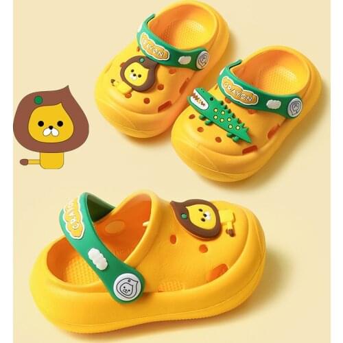 Baby Kids Sandals Slippers For Boys Girls Indoor EVA Soft Sole Cartoon Animals Children Toddler Hole Beach Garden Summer Shoes