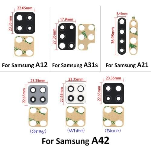 50PCS Rear Back Camera Glass Lens For Samsung A12 A21 A31S A42 A10s A20s A02 A02s With Glue Adhesive Sticker Replacement Parts
