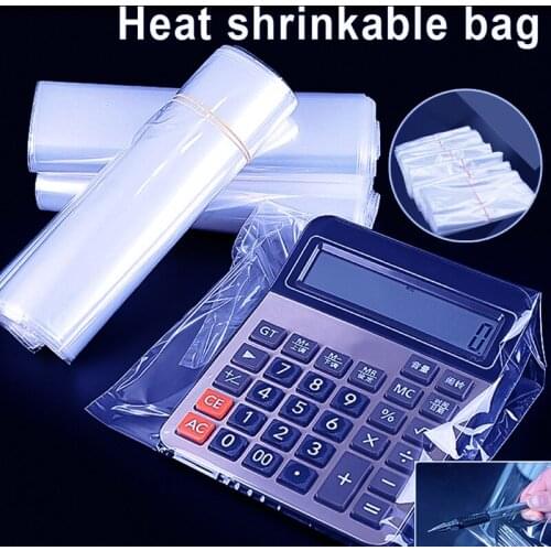 New 100 Pcs Heat Shrink Film Clear PVC Shrinkable Packaging Wrap Sealing Protector Saran Wrap Plastic Bags Organization Kitchen