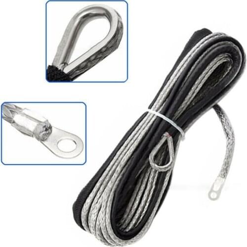 28TB Winch Rope Line Cable with Sheath Gray Synthetic Tow Rope Car Wash Maintenance String Fit for ATV UTV Off-road Vehicle