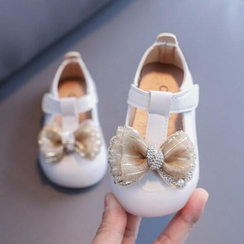 Girls' Single Shoes Spring and Autumn 2021 New Style Little Girl Soft Fashion Leather Shoes Cute Sweet Princess Toddler Shoes