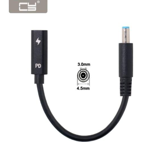 Chenyang Type C USB-C Female Input to DC 4.5*3.0mm Power PD Charge Cable fit for HP Laptop 18-20V