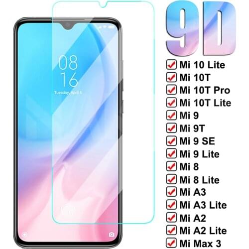 9D Protective Glass For Xiaomi Mi 9 8 SE A3 A2 Lite 6 6X Max 2 3 Tempered Glass Xiaomi Mi 10T 9 10 Lite 9T Pro Screen Protector