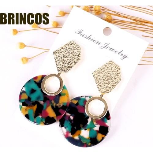 2019 Earrings womens fashion acrylic fashion long new boho korean big vintage gold statement jewelry drop dangle resin earrings
