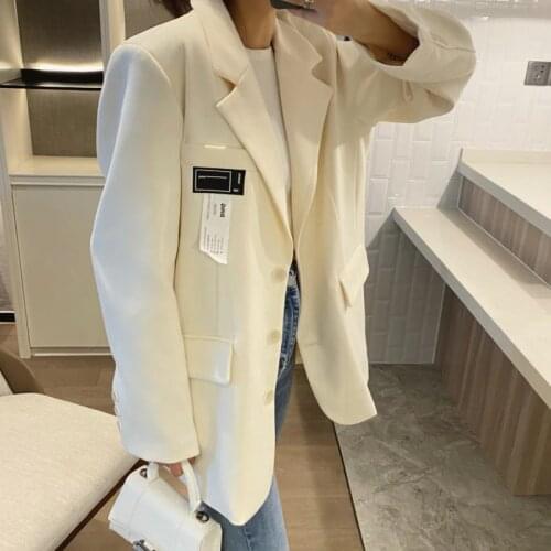 TVVOVVIN 2021 Spring New Simple Solid Color Spliced Back Zipper Womens Coat Korean Long Sleeve Straight Blazer H50A