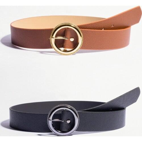 Women Tan-black 3.5 Cm Wide Double Belt