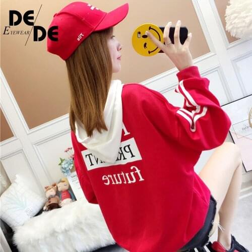 Mass shipment 2019 Womens Autumn Womens Long Sleeve Solid Color Hooded Pullover Tops Tops Print Hoodie Womens Wear