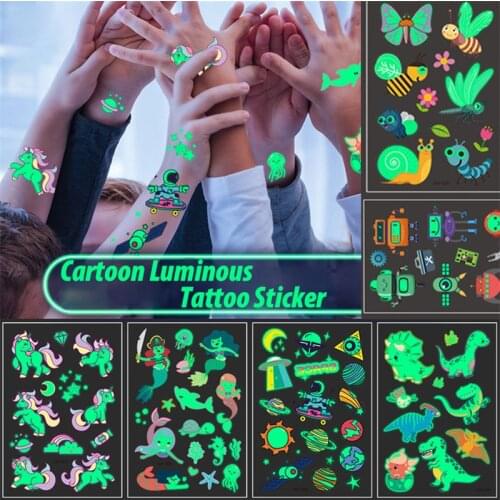 1PCS Waterproof Tattoo Stickers Luminous Child Kid Temporary Fake Tattoos Glow Paste on Face Arm Leg for Children Body Sticker