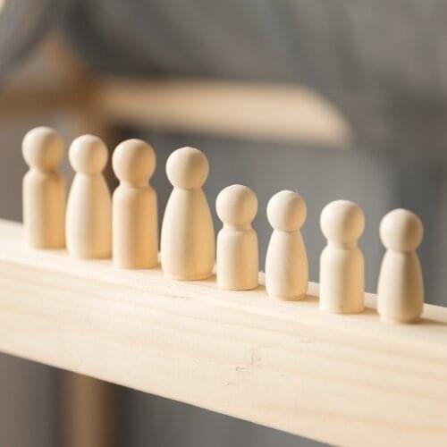 10pc Wooden Doll 65mm-35mm Wooden Blank Peg Dolls Girl Boy DIY Unfinished Doll Maple Rodent Handmade Baby Product Christmas Gift