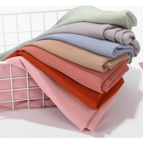 10pcs/lot New Natural Wrinkle Monochrome Chiffon Scarf New Material Breathable Pleated Womens Baotou Scarf