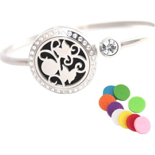 10Pcs Butterfly and Flower Bracelet Bangle Aromatherapy 25mm Magnet Stainless steel essential oil diffuser locket bracelet