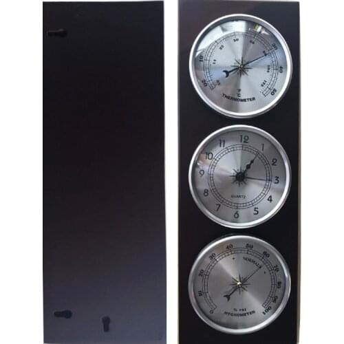 3 in 1 Barometer Thermometer Hygrometer Clock Wall mounted Standing Household Weather Station Hotel Usage With Wooden Base Board