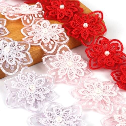 6cm 1Yard Embroidered Flower Ribbon Lace Trims DIY Wedding Party Arts Crafts Handmade Sewing Curtain Clothes Party Supplies