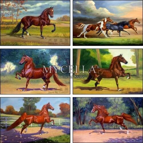 5D DIY Diamond Painting Animal Cross Stitch Diamond Mosaic Farm Horse Diamond Embroidery Needlework Full Round Rhinestone Mosaic