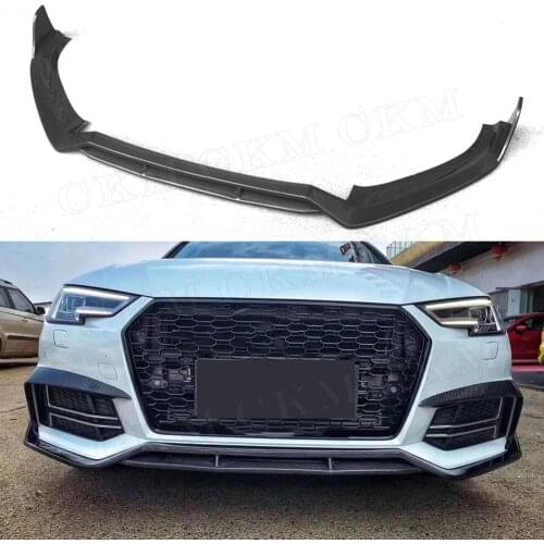 Car Racing Two Layer Carbon Fiber Front Bumper Lip Spoiler Splitters for Audi A4 S4 B9 2017 2018 2019