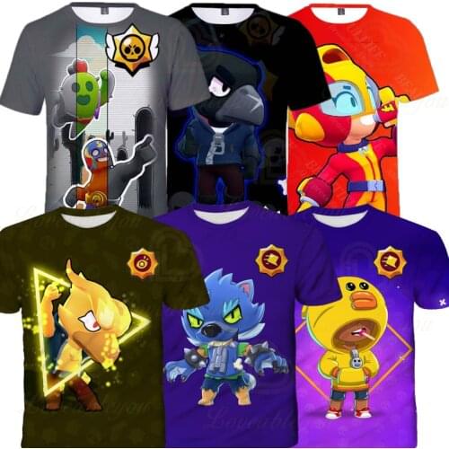 Sandy Crow Leon Cute Childrens Wear Kids T-shirt Shooting Game 3d Tshirt Teen Clothes Shirt Browlings Boys Girls Short Tops
