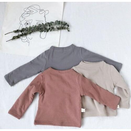 Child Clothing Solid Cotton Long Sleeves Shirts Toddler Girls Plus Velvet Warm Autumn Winter Tops Baby Kids Blouse Girls Shirts