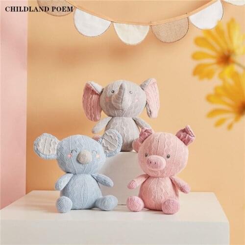 Baby Pillow 20cm Knitted Stuffed Plush Toys For Baby Children Soft Cute Animal Crib Bedding Doll Boys Baby Room Decoration