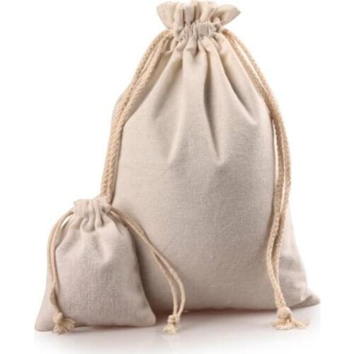 6 Size White Jute Drawstring Gift Bags Sacks Christmas Wedding Birthday Party Favors Drawstring Gift Bags Baby Shower Supplies
