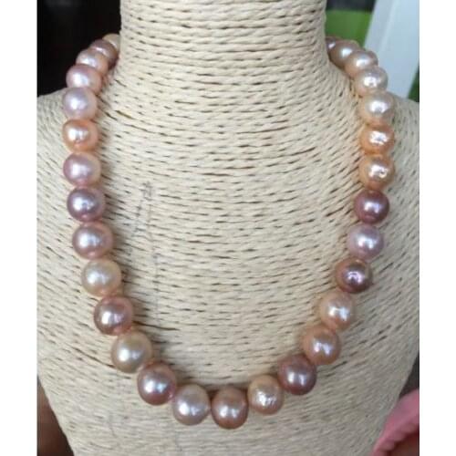 Gorgeous10-11 mm south sea gold pink lavender multicolor pearl necklace 18"