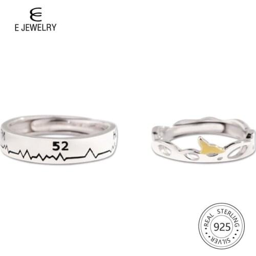 E 52 Hertz Whale Open Couple Rings for Women Men ’Song of the Sea' Lover Ring Resizable Symbol Love Wedding Jewelry Gifts