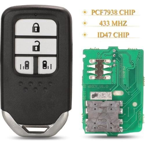 Kutery 5pcs/lot 4 Buttons Smart Remote Car Key Fob 433Mhz ID47 PCF7938 Chip For Honda Greiz Fit City Jazz XRV Venzel HRV CRV