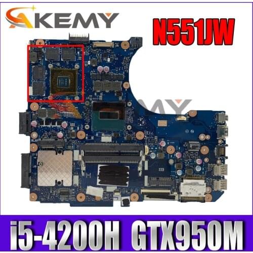 N551JX i5-4200H CPU GTX950M 2GB Mainboard For Asus N551JX G551JM N551J G551JX N551JW N551JM Laptop Motherboard 90NB08C0-R00030