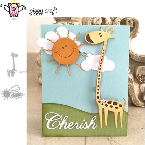 Piggy Craft metal cutting dies cut die mold Giraffe sun clouds Scrapbook paper craft knife mould blade punch stencils dies