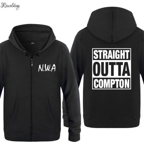 NWA Straight Outta Compton Hoodies Men Hip Hop Fleece Long Sleeve Zipper Jacket Coat Man Sweatshirt Tracksuit Moleton Masculino