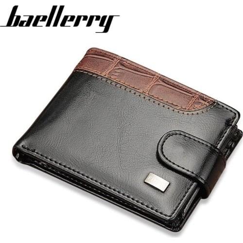 2021 Patchwork Leather Men Wallets Short Male Purse With Coin Pocket Card Holder Brand Trifold Wallet Men Clutch Money Bag 2019
