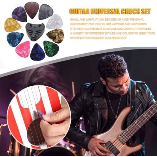 10pcs Guitar Picks+Guitar Pick Holder Set Musical Enjoyable Instrument Supplies for Bass Ukulele Musical Instruments