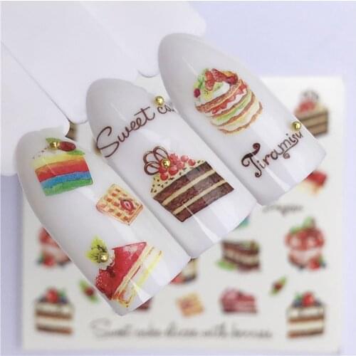 Strawberry Boho Nail Sticker Dessert Cake Ice Cream Flowers Fawn Cartoon Animals Colorful Flower Nail Art Transfer Decoration