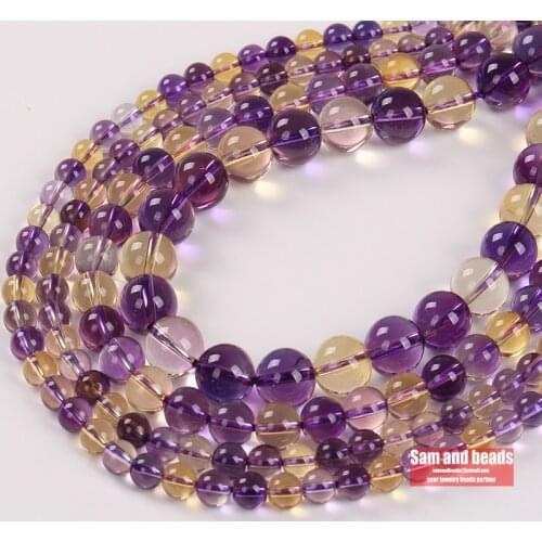 Natural Top Grade A Purple Yellow Crystal Quartz Beads 6 8 10mm for Bracelet Necklace Making TPYQ01