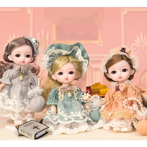 New Exquisite 16cm Bjd Doll with Clothes Handbags Cute Hanfu Princess Dress Fashion Dolls Dress Up Toys for Girls Gift Diy 1/12