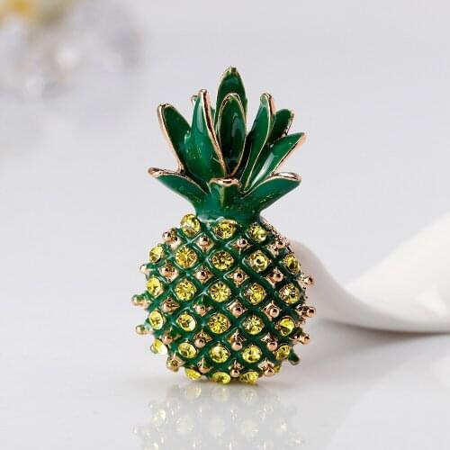 New Arrival Fruit Shape Pineapple Oil Drop Crystal Brooch Pins For Girls Women Jewelry Wedding Bridal