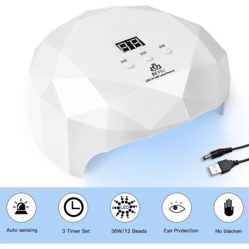 Upgrade 36w Nail Lamps for uv led gel, uv led Light for gel Nails,Professional 2 Light Source Nail Cure Dryer for Home Salon