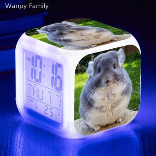 Very cute Totoro Alarm Clock 7 Colors Changing Night Light Led Digital Alarm Clocks Student Desk Clock with Thermometer