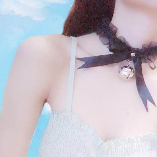 Kawaii NEKO Girl Maid Style Bell Bow Lace Choker Necklace Lolita Harajuku Neck Ring Adjustable Length Pink Black White