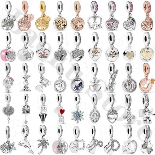 Original 925 Sterling Silver Beaded Charm Pendant Love Tree Of Life Family Suitable For Original Bracelet Necklace DIY Jewelry